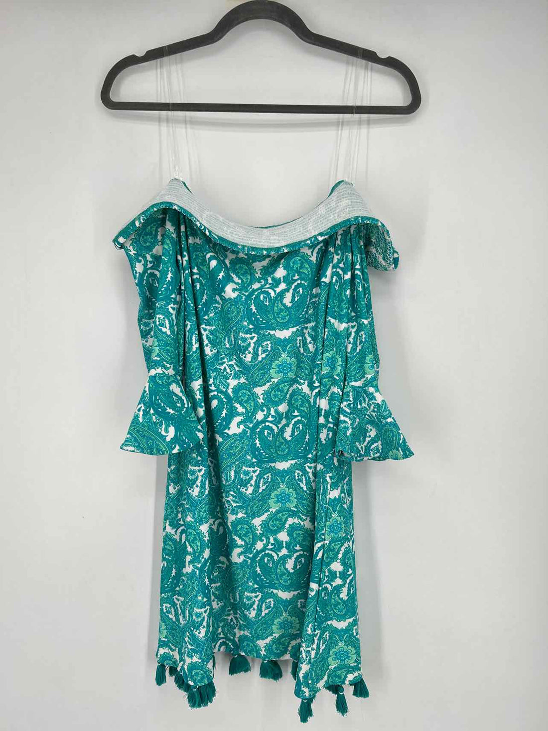 Cabana Life Size L White & Teal Print NWT Dress