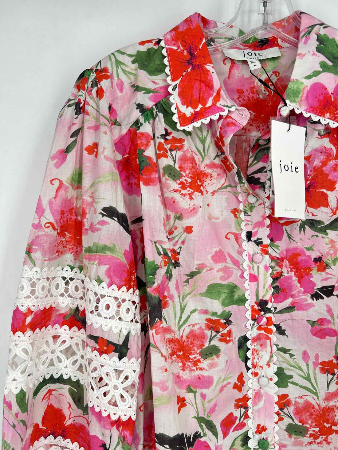 Joie Size M Pink Floral NWT Long Sleeve