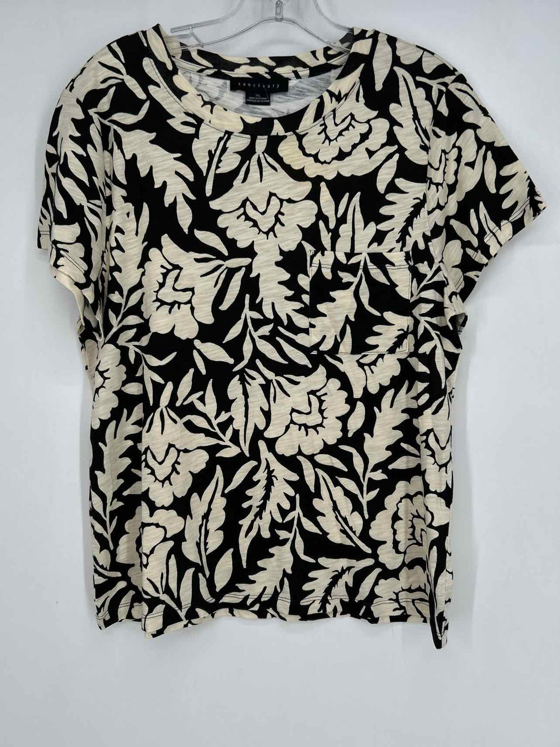 Sanctuary Size XL Cream & Black Short Sleeve