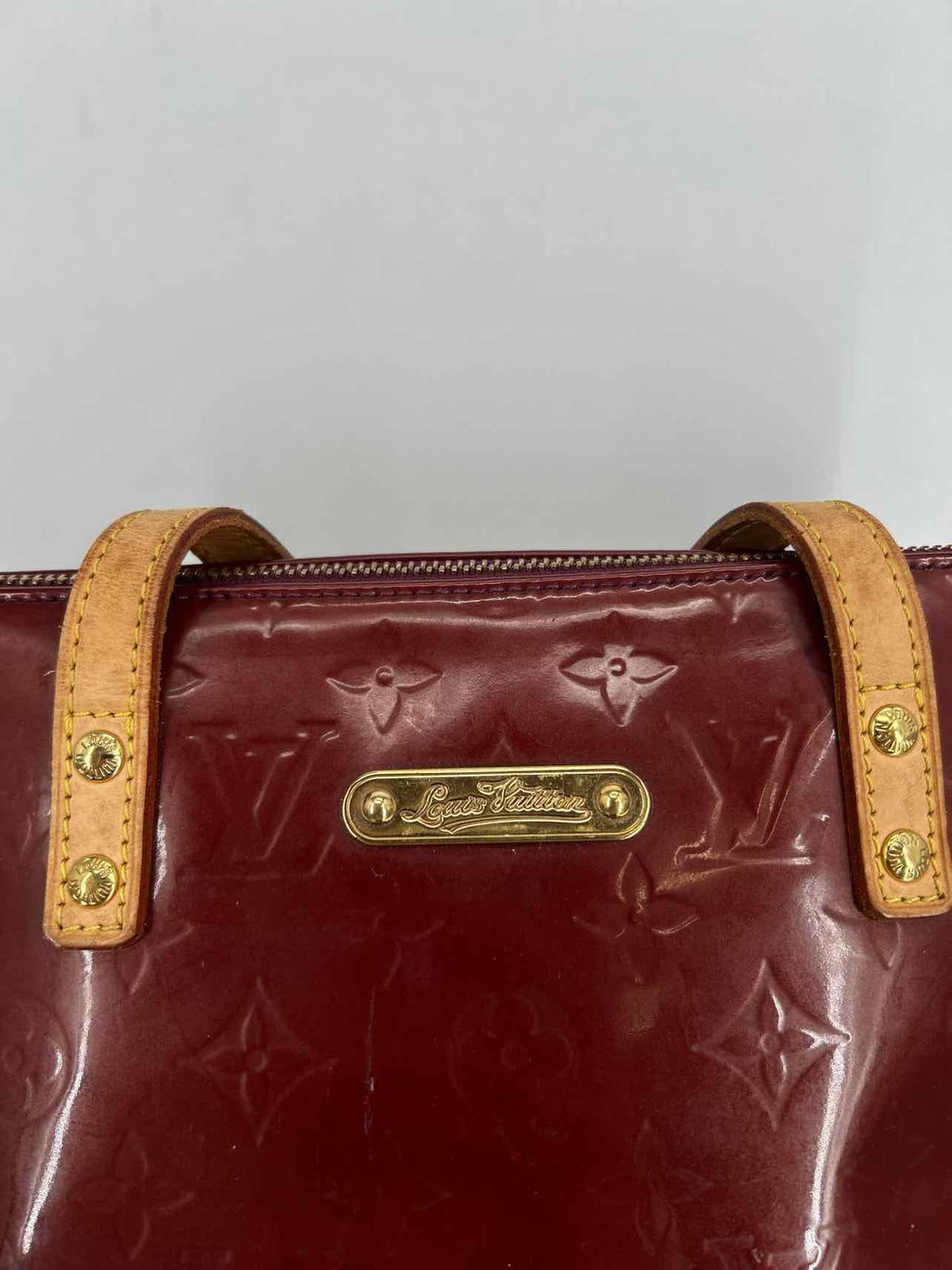 Louis Vuitton Dark Red Vernis Leather Pre Owned Tote