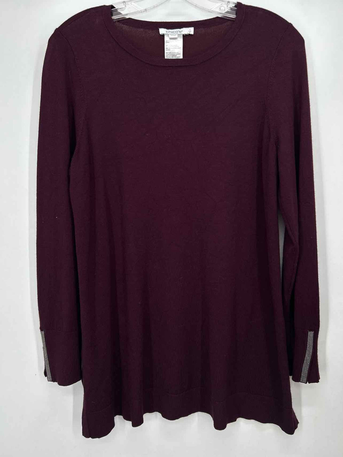 Chicos Size 1(M) Dark Burgundy Sweater