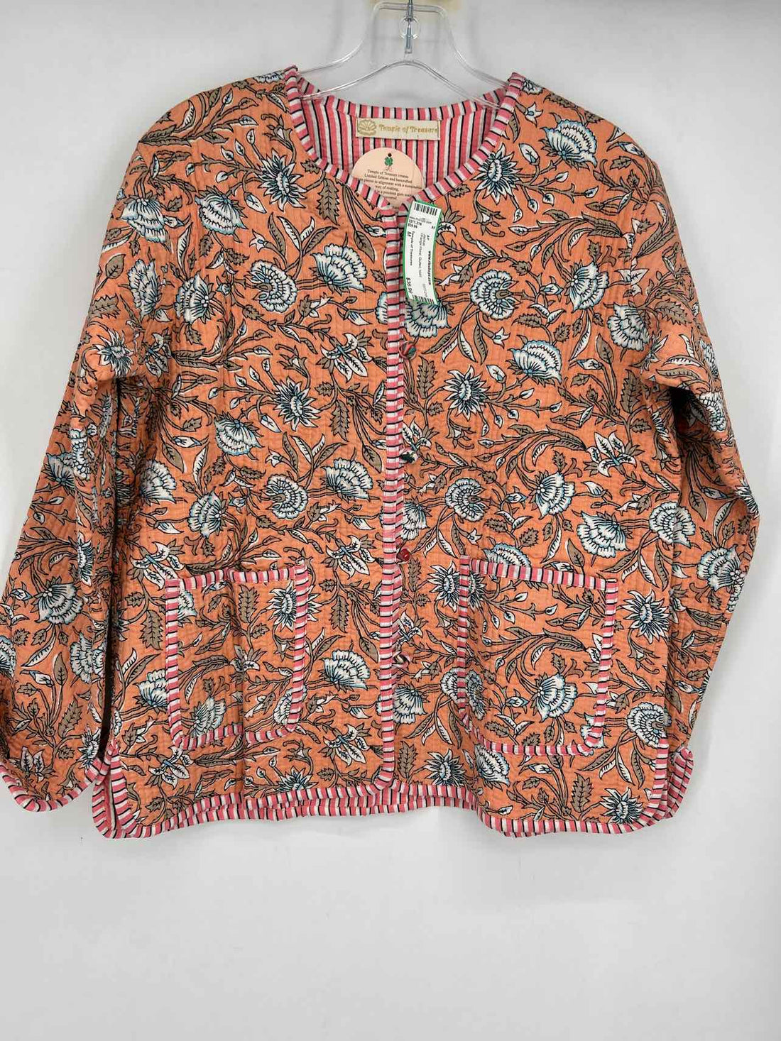 Temple of Treasures Size M Orange Floral Quilted NWT Jacket
