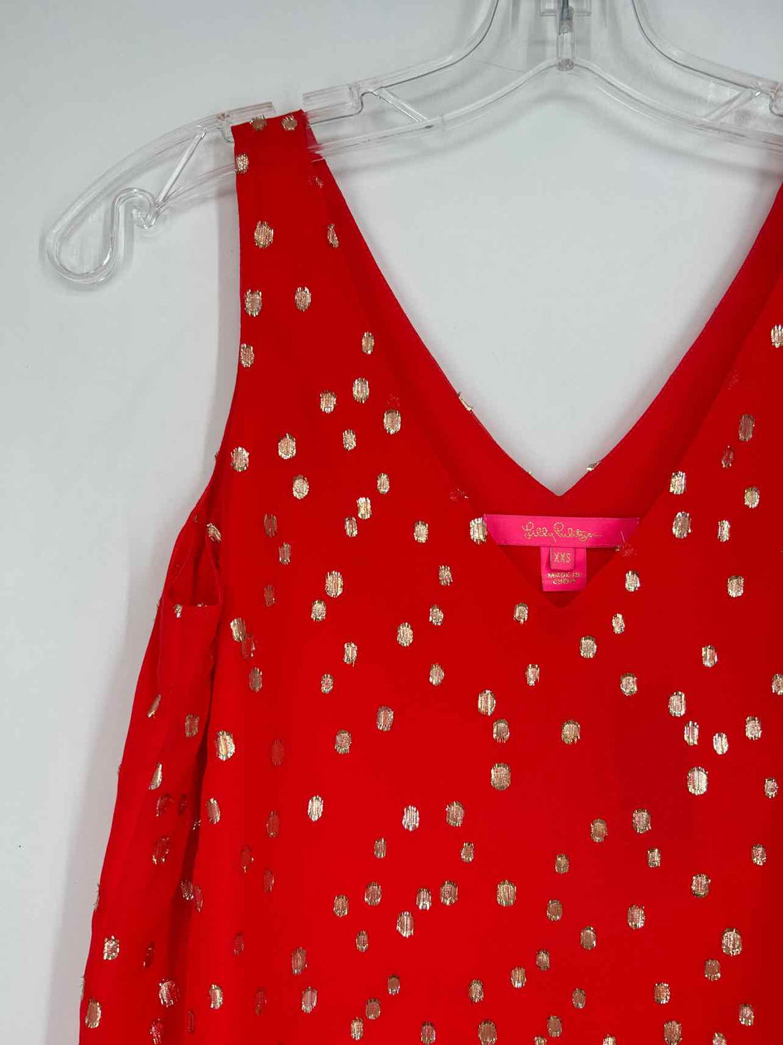 Lilly Pulitzer XXS Red & Gold Silk Blend Sleeveless Lilly Pulitzer Top