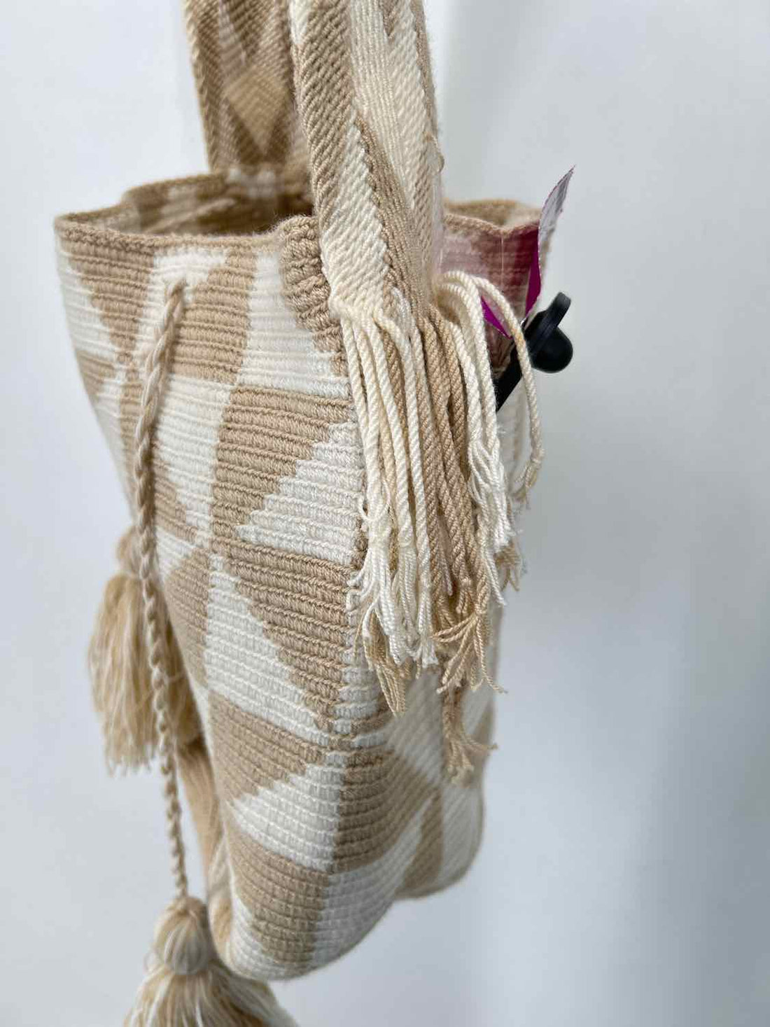 Wayuu mochila Cream & Beige Woven Bucket
