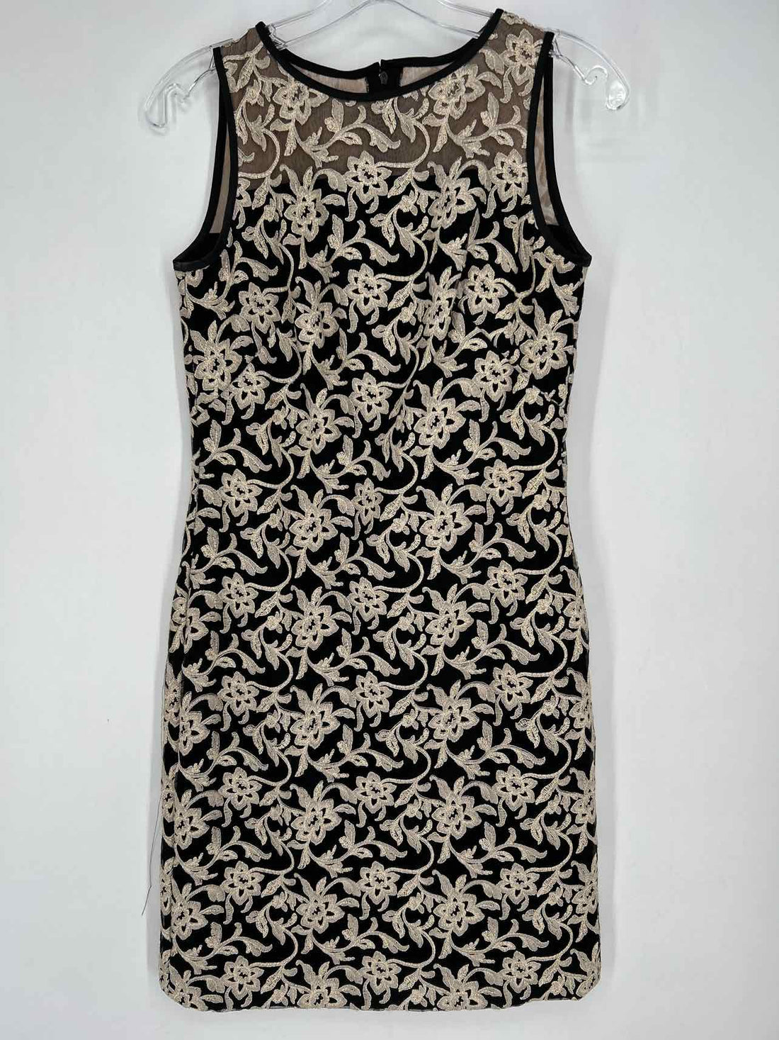 Lauren Ralph Lauren Size 0 Black & Gold Embroidered Sleeveless Dress