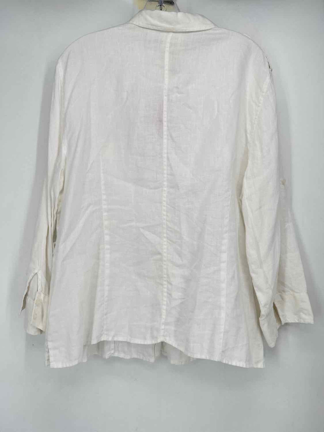 Chaus Organic Size XL White Organic Linen Long Sleeve