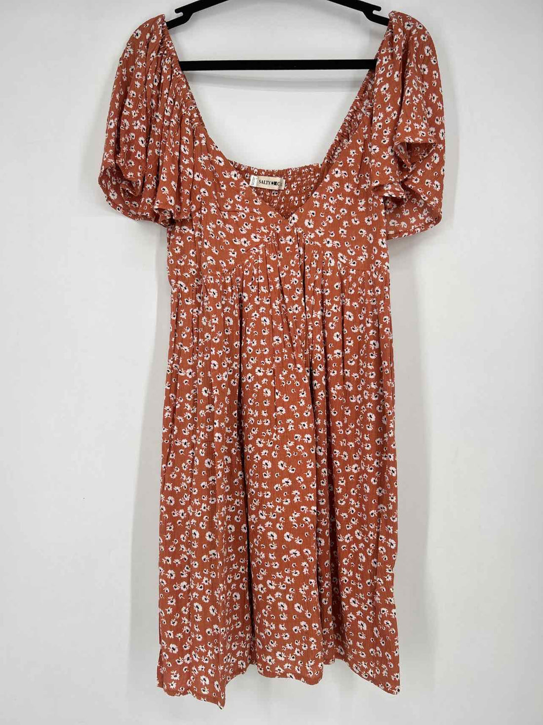Salty Crew Size L Brown Floral Short Sleeve Dress