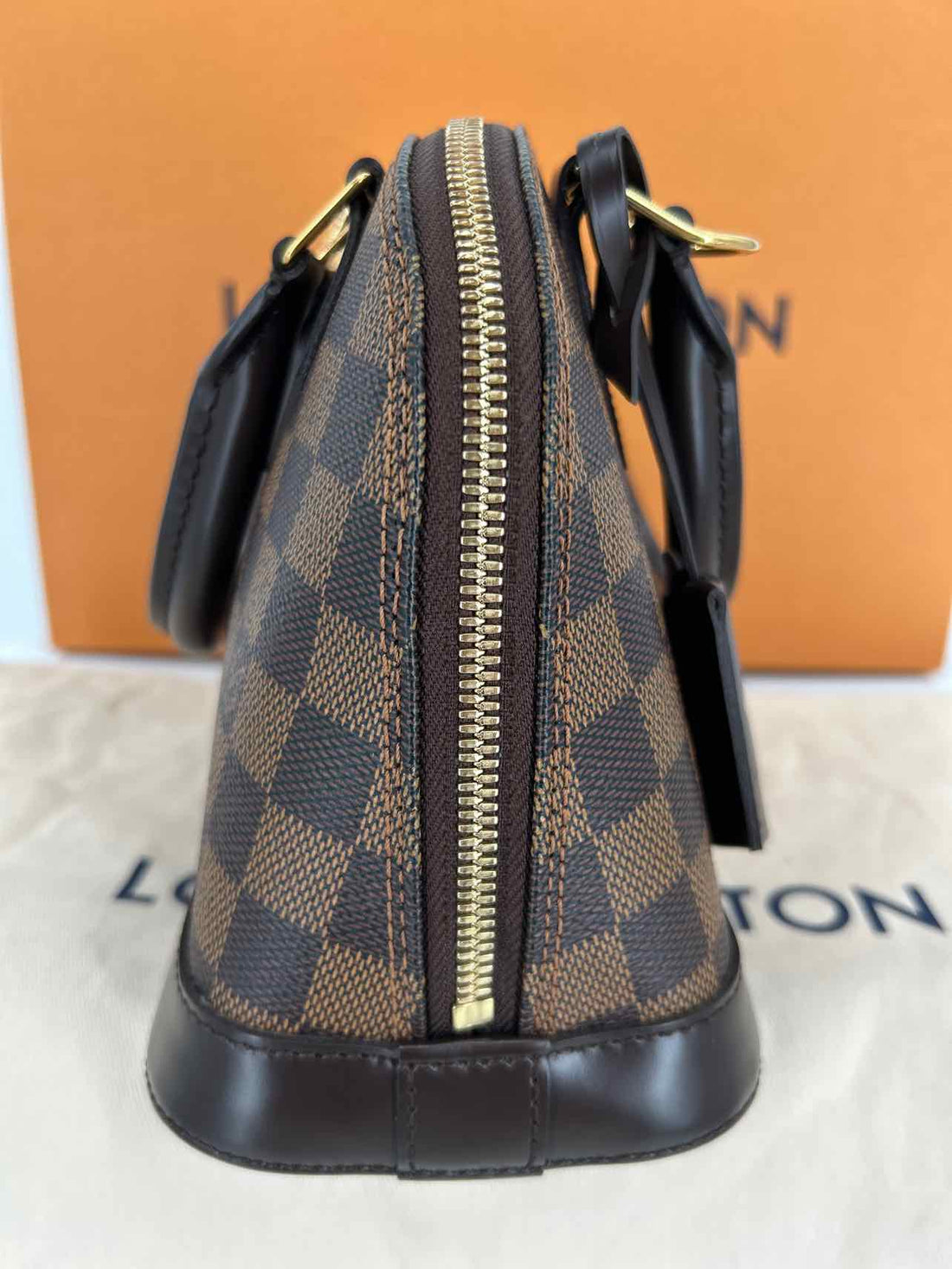 Louis Vuitton Alma BB Damier Ebene Coated Canvas & Leather Like New LUXURY