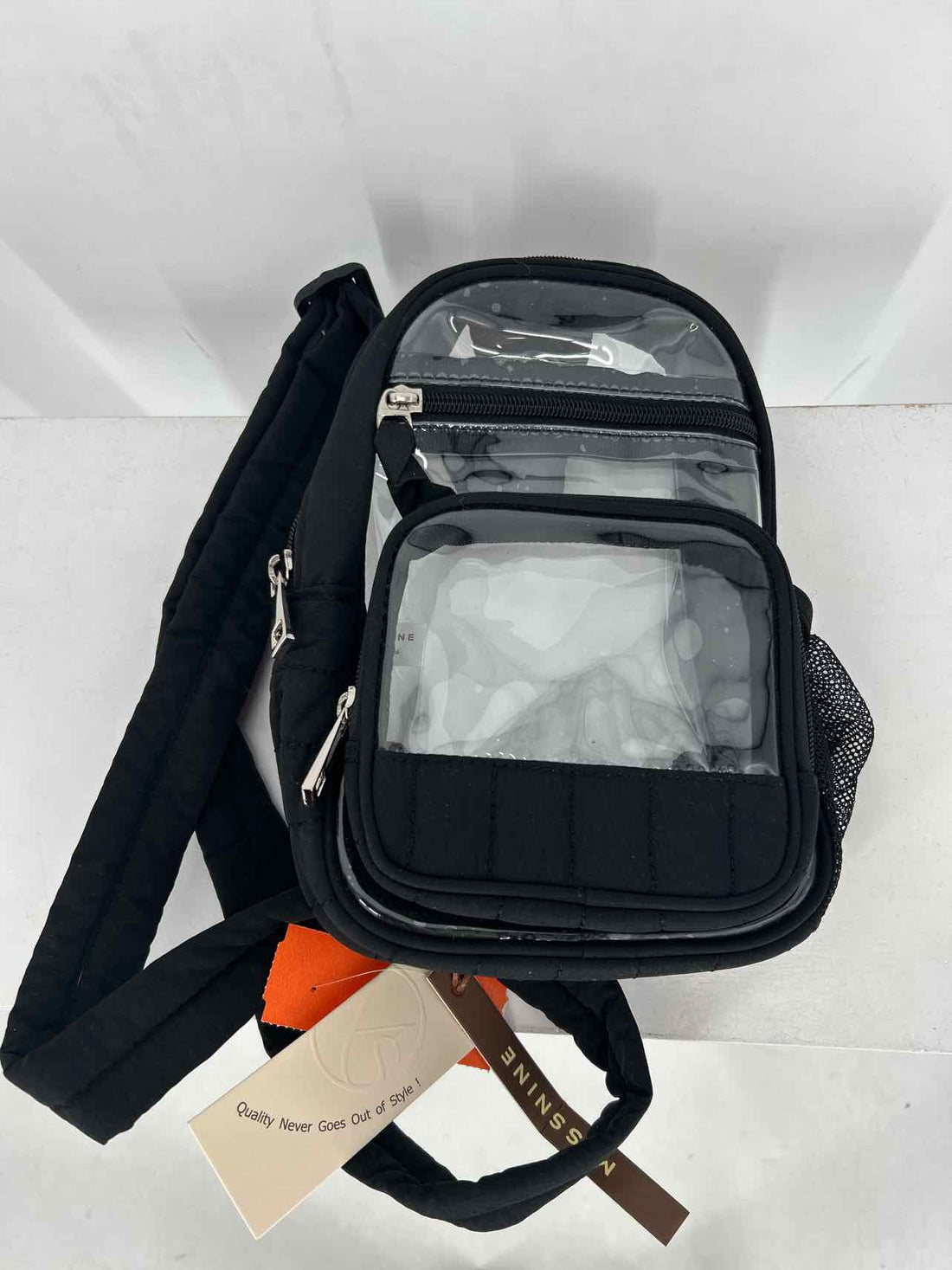 Missnine Black Clear Plastic NWT Crossbody