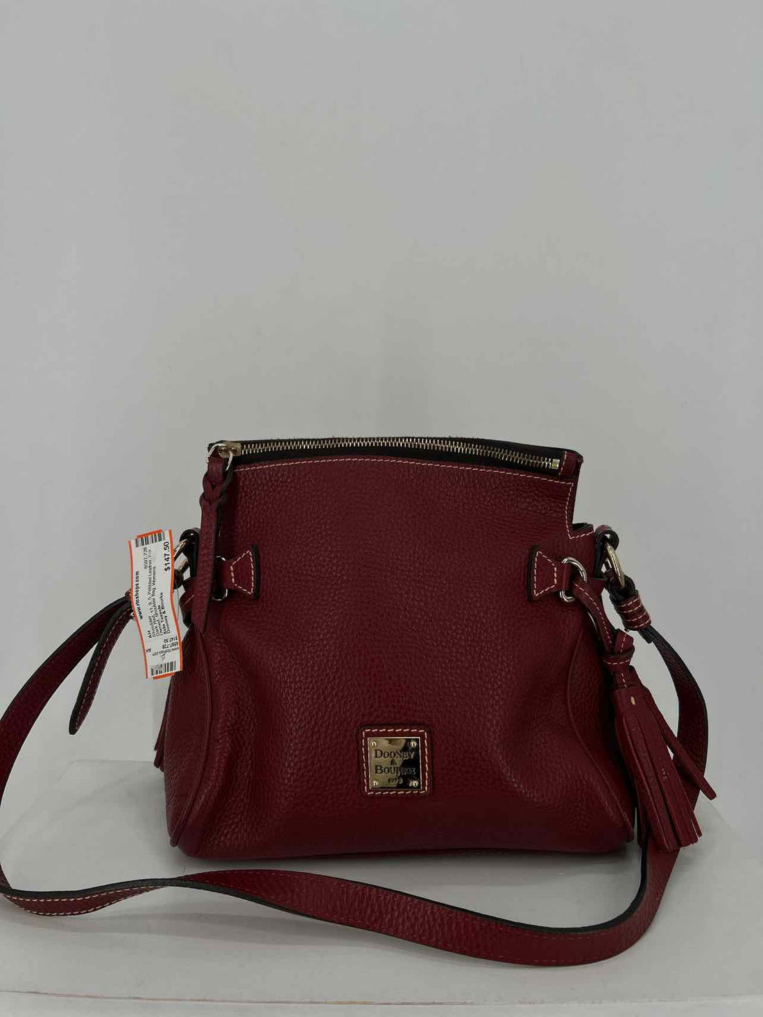 Dooney & Bourke Dark Red Pebbled Leather Pre Owned Shoulder