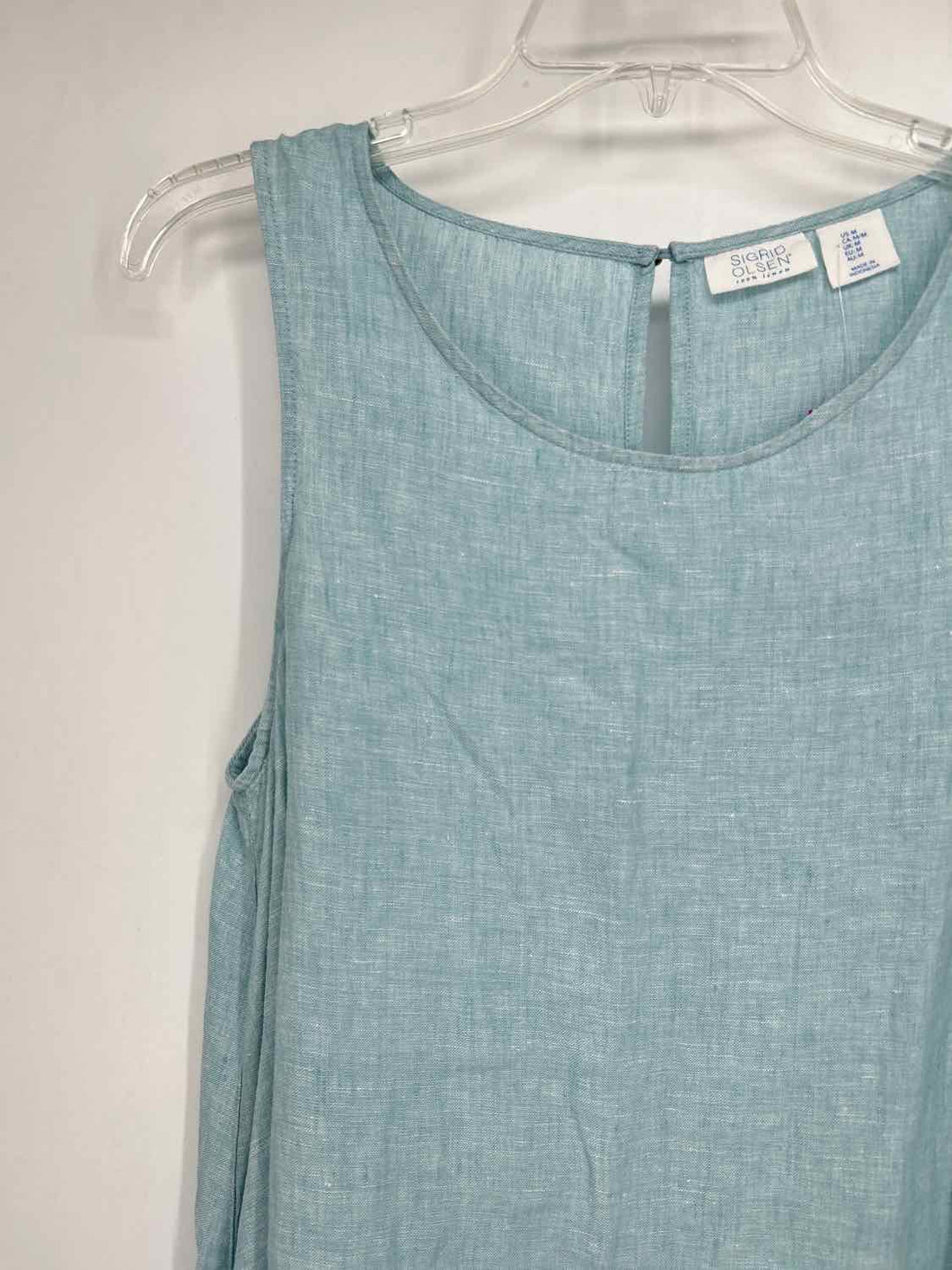 Sigrid Olsen Size M Light Blue Linen 100% Sleeveless Dress