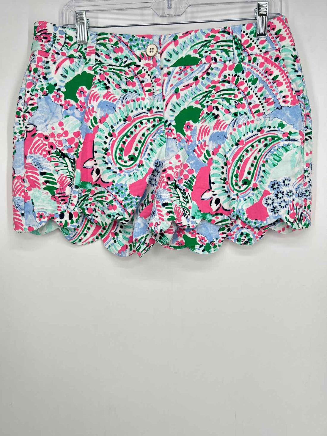 Crown & Ivy Size 8 Light Blue Pink & Green Print Shorts