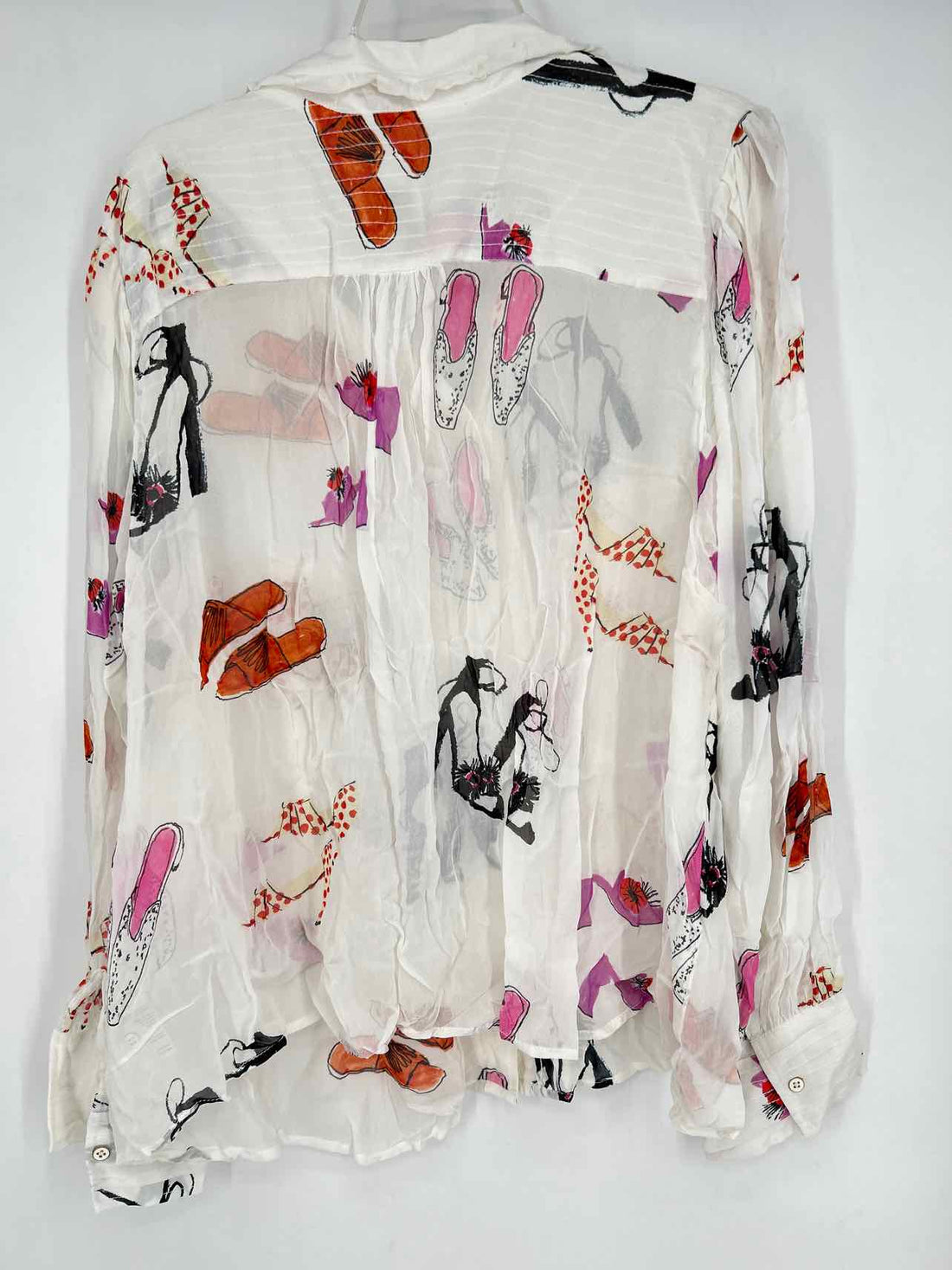 Maeve Size 3X White Print Long Sleeve Top/Blouse