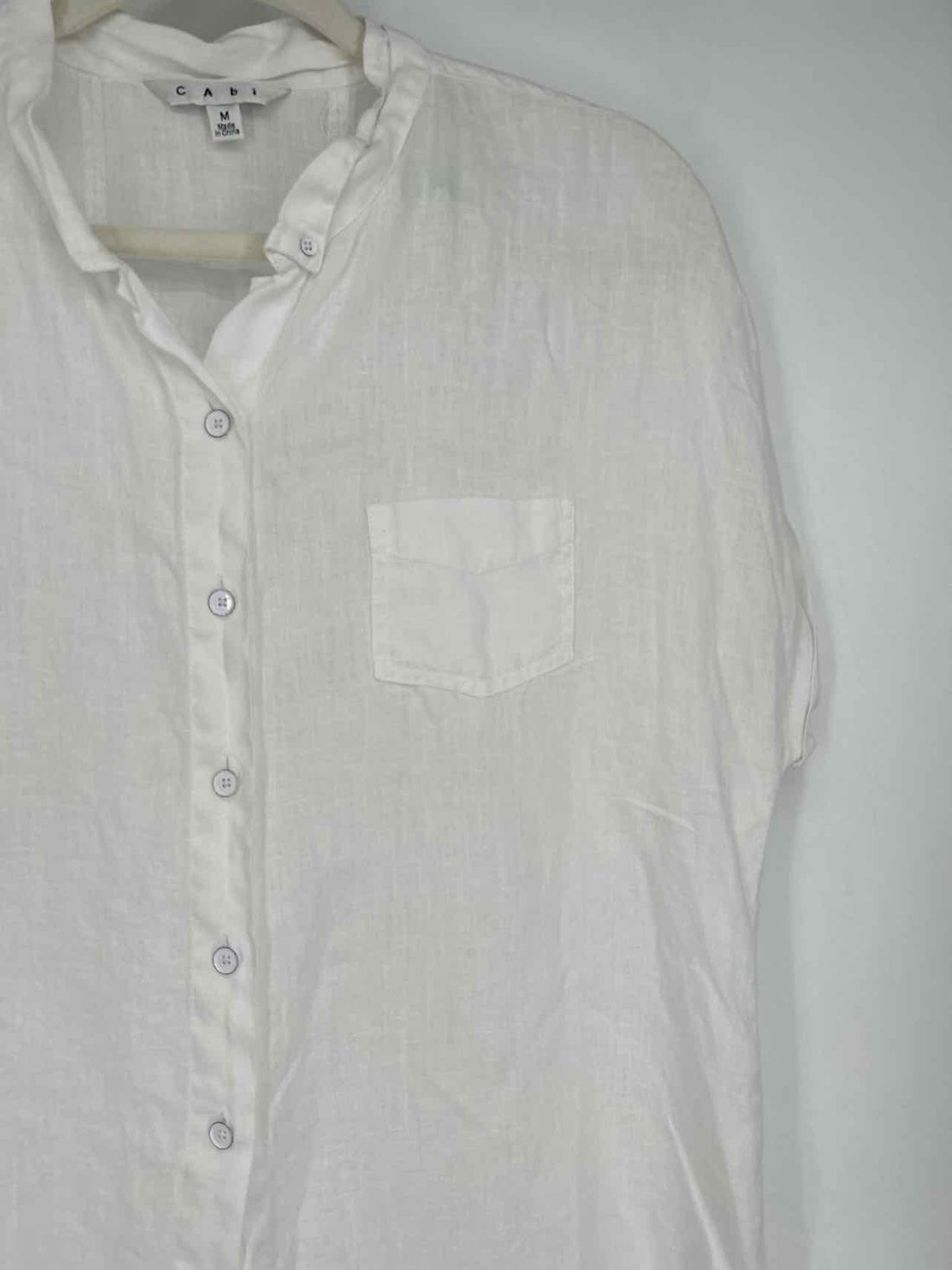 Cabi Size M White Linen Short Sleeve