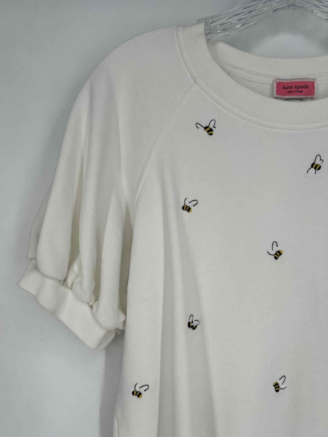 Kate Spade Size L Cream Embroidered Short Sleeve