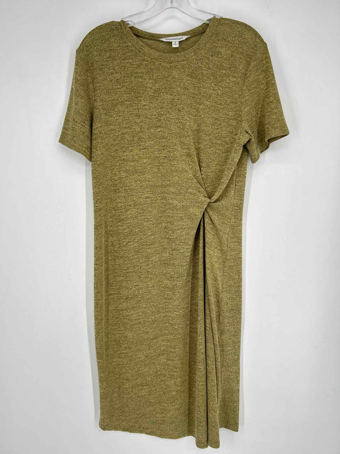Davi & Dani Size S Heathered Yellow Short Sleeve Dress