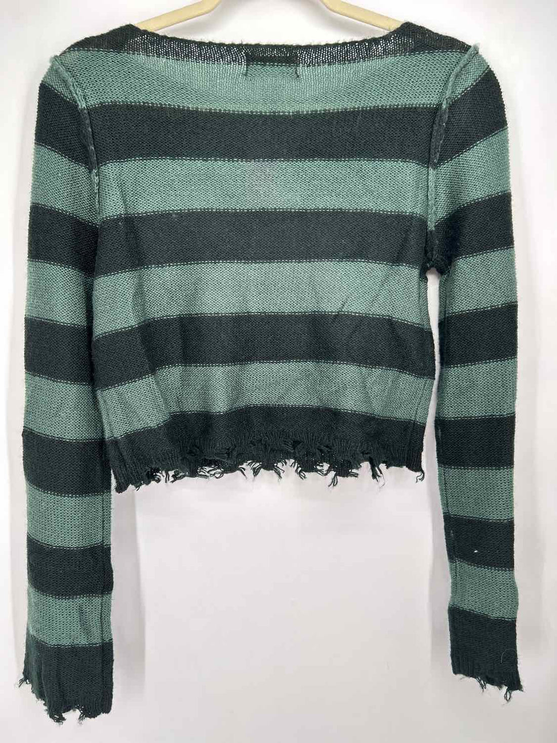 Just Polly Size XS Green & Black Striped Sweater