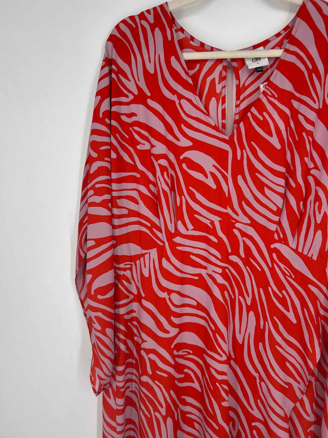 Cabi Size L Red Zebra Long Sleeve Dress