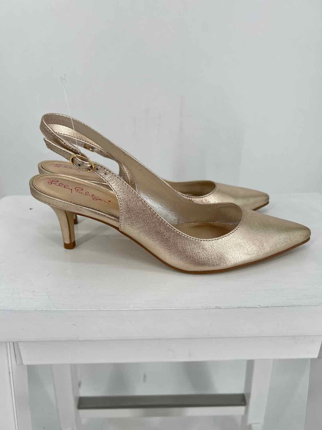 Lilly Pulitzer Women Size 8 Gold Kitten Heels