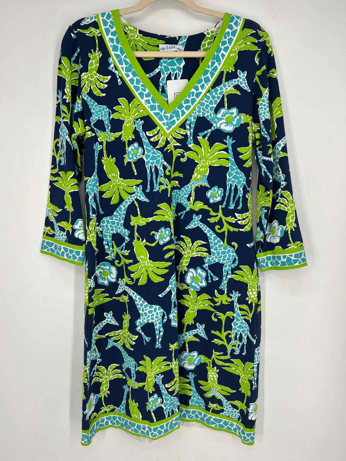 Tabi Size L Navy & Green Print NWT Dress