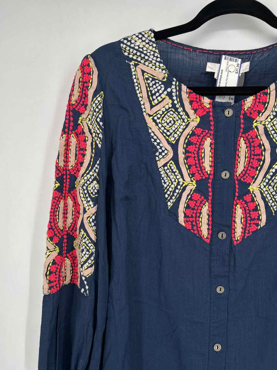 HEI HEI Size 8 Navy Embroidered Long Sleeve