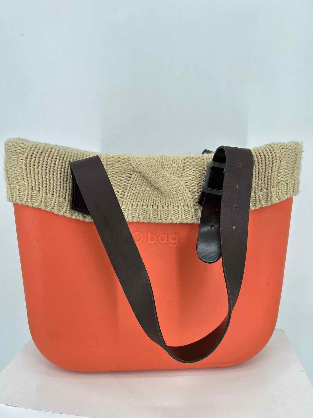 O bag w Convertible Straps Orange Rubber Pre Owned Tote