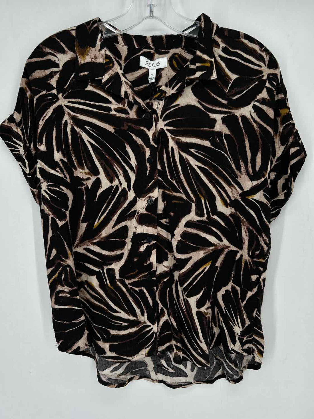 Per Se Size S Black & Brown NWT Short Sleeve