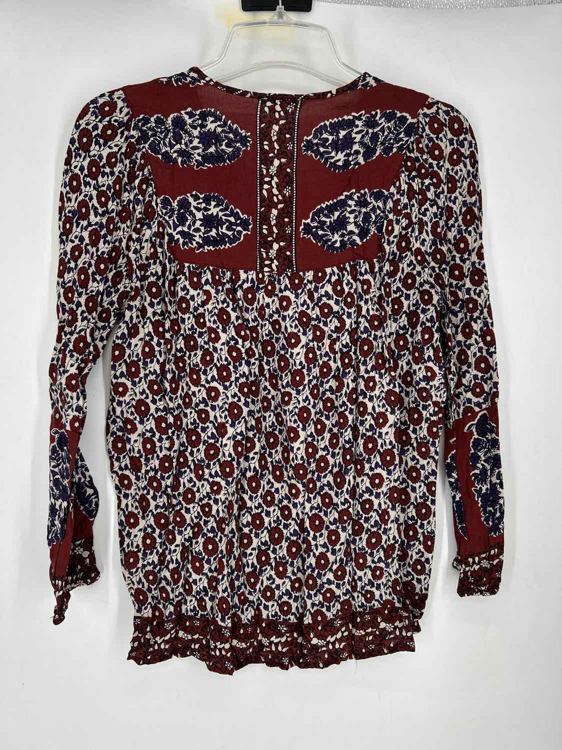 Lucky Brand Size S Maroon & Purple Floral Long Sleeve