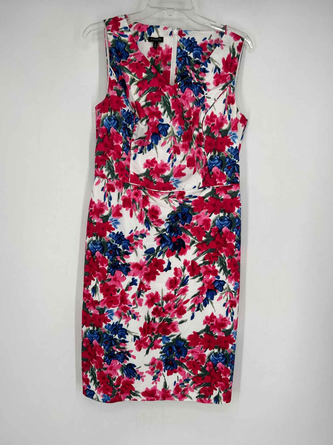 Talbots Size 8 White Floral Sleeveless Dress