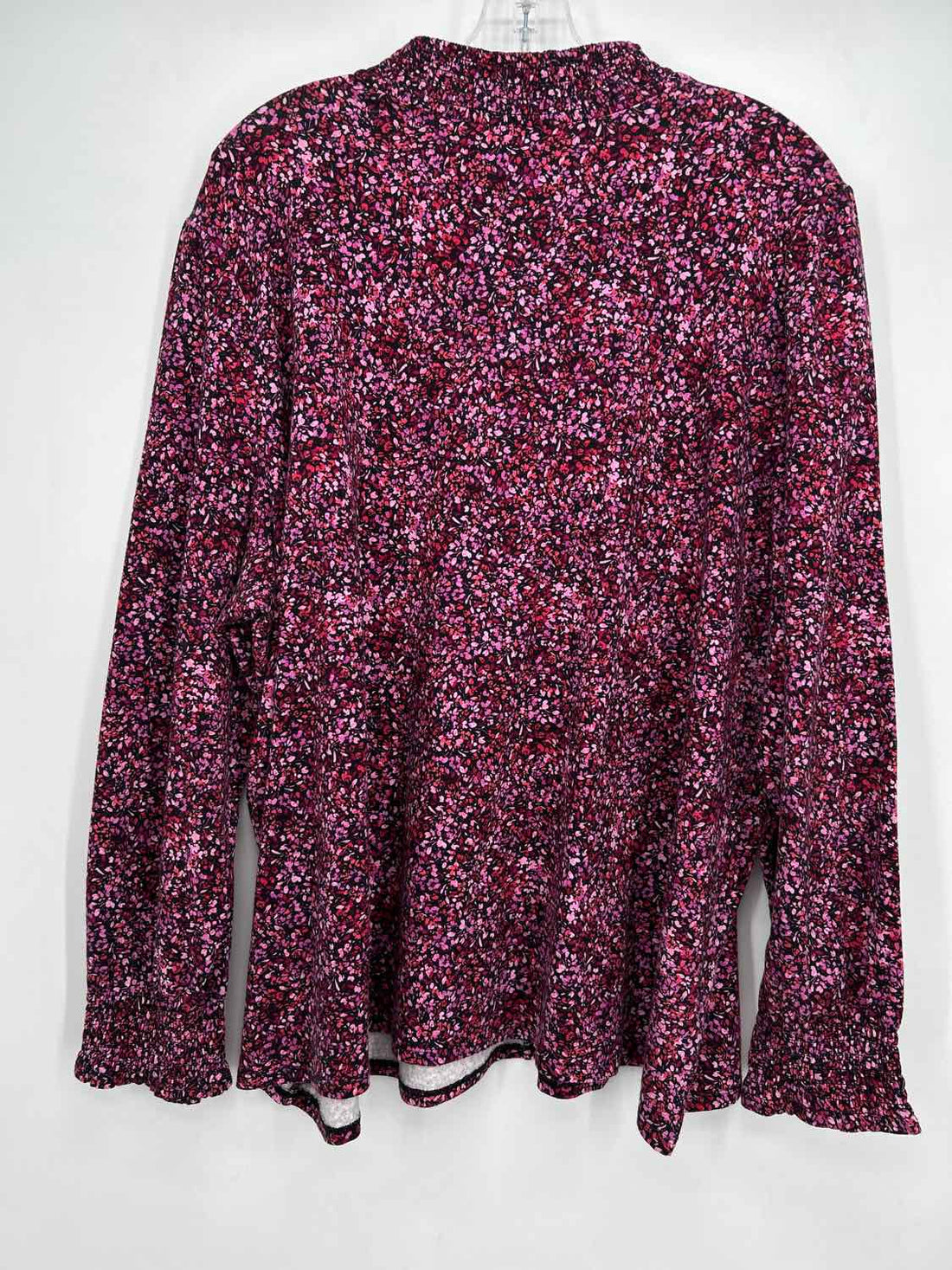 J Jill Size 3X Black & Pink Print Long Sleeve Top/Blouse