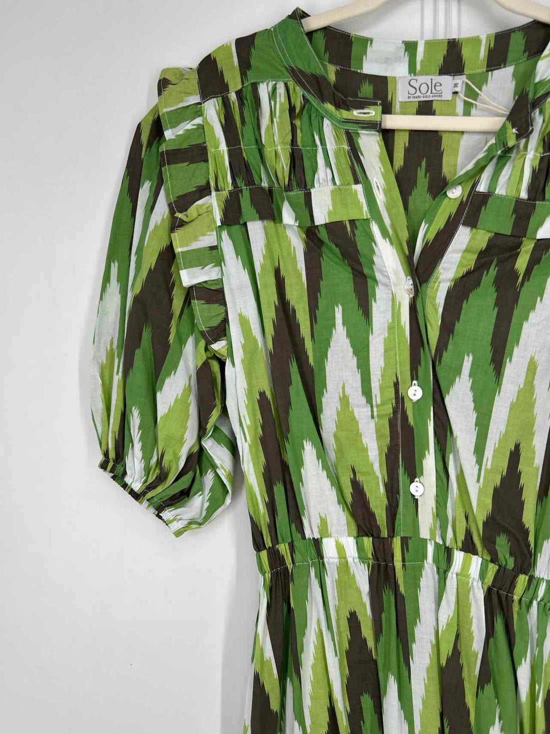 SoLe M Green & White Print New Boutique Dress