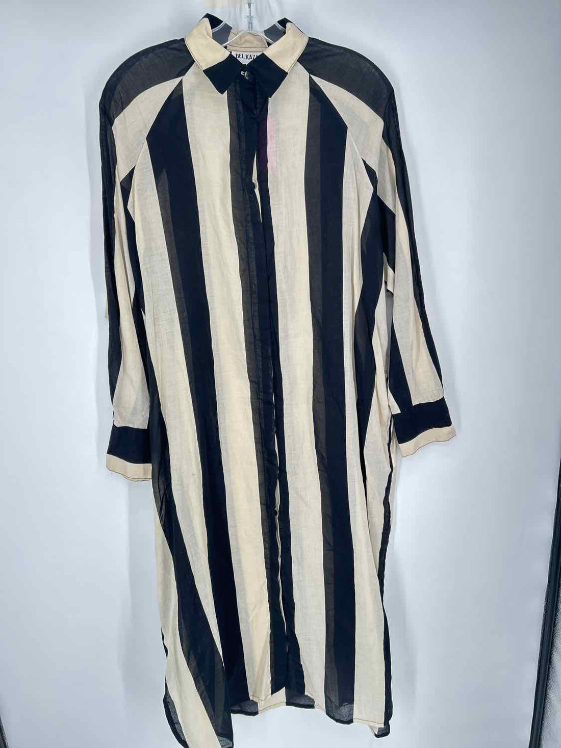Bel Kazan Size M Black & Tan Striped Dress