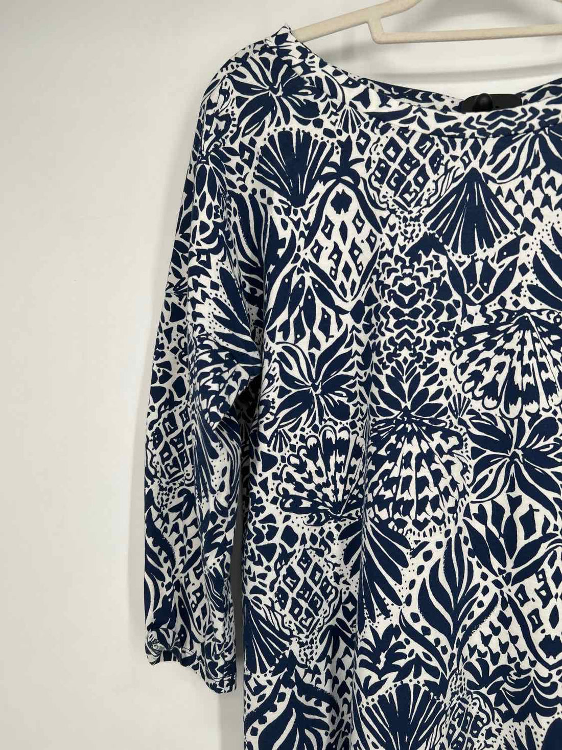 Lilly Pulitzer L White & Navy Print Long Sleeve Lilly Pulitzer Dress