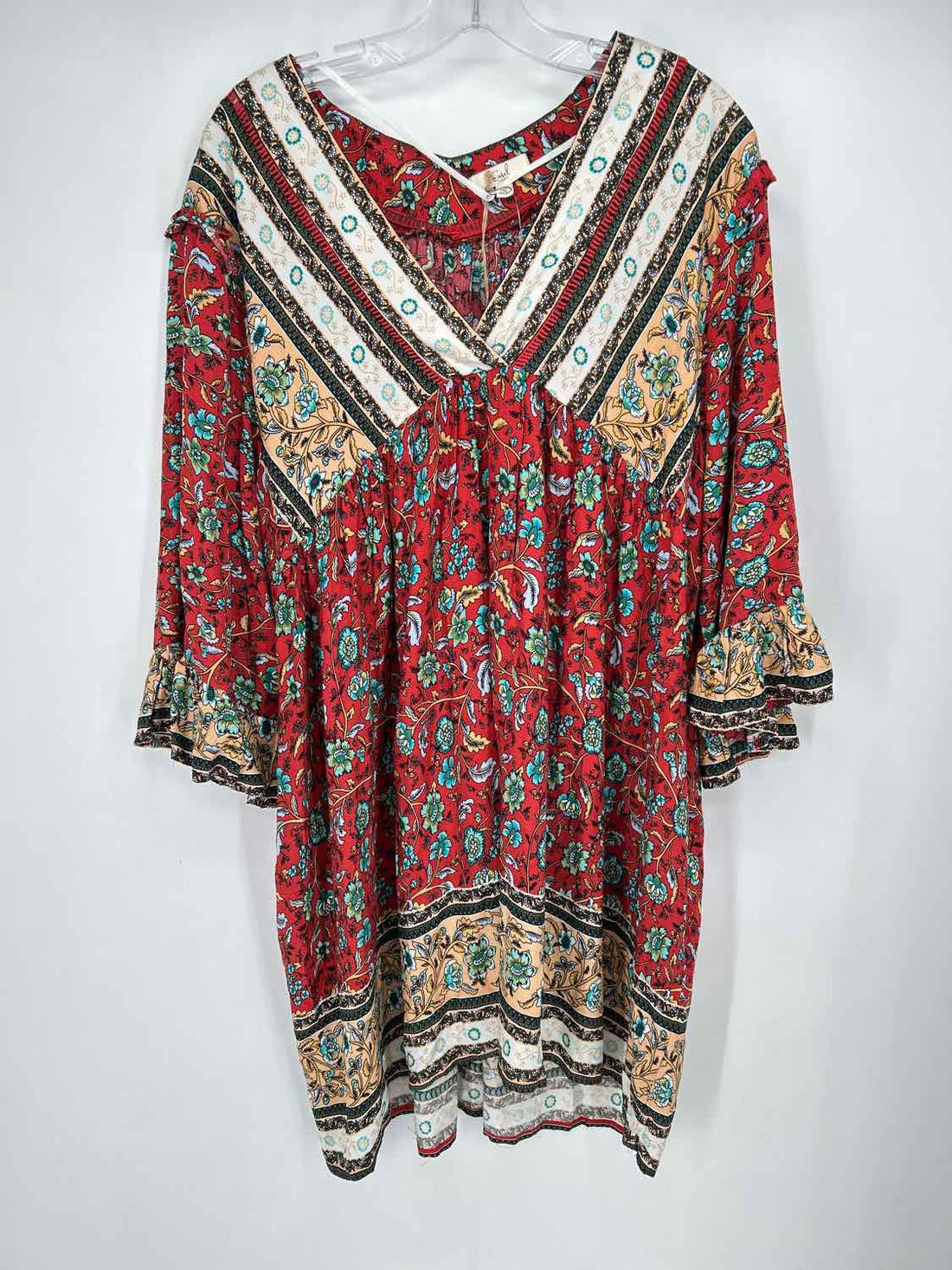 Easel Size L Red & Blue Floral NWT Dress