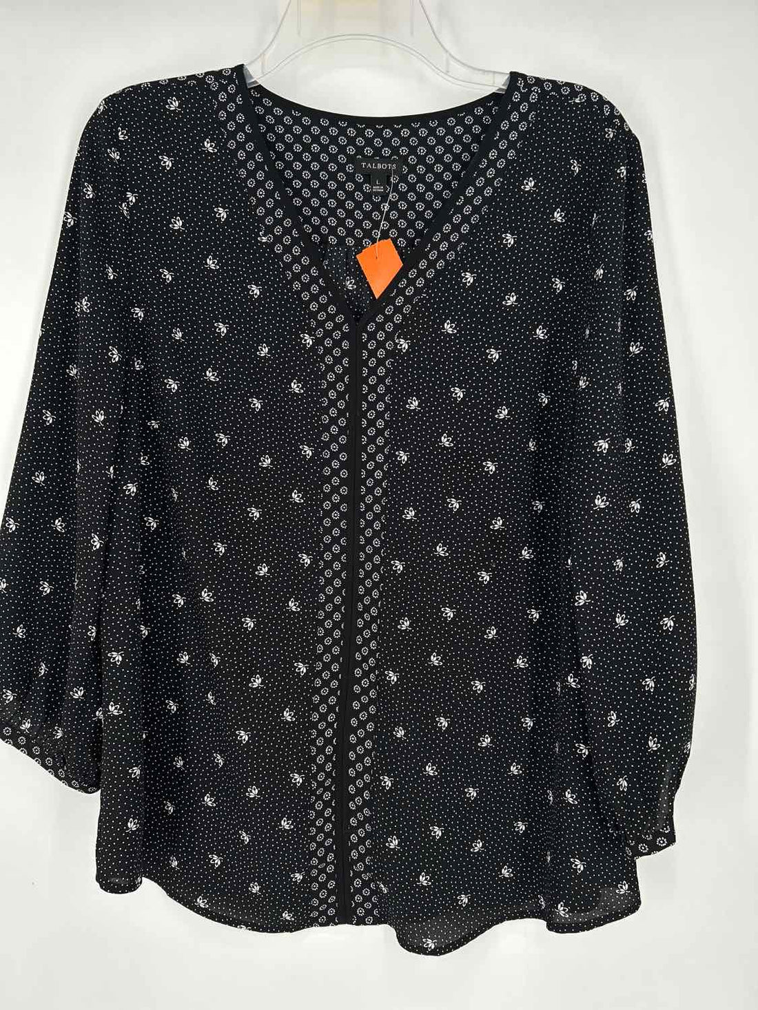 Talbots Size S Black & White Polkadot Long Sleeve