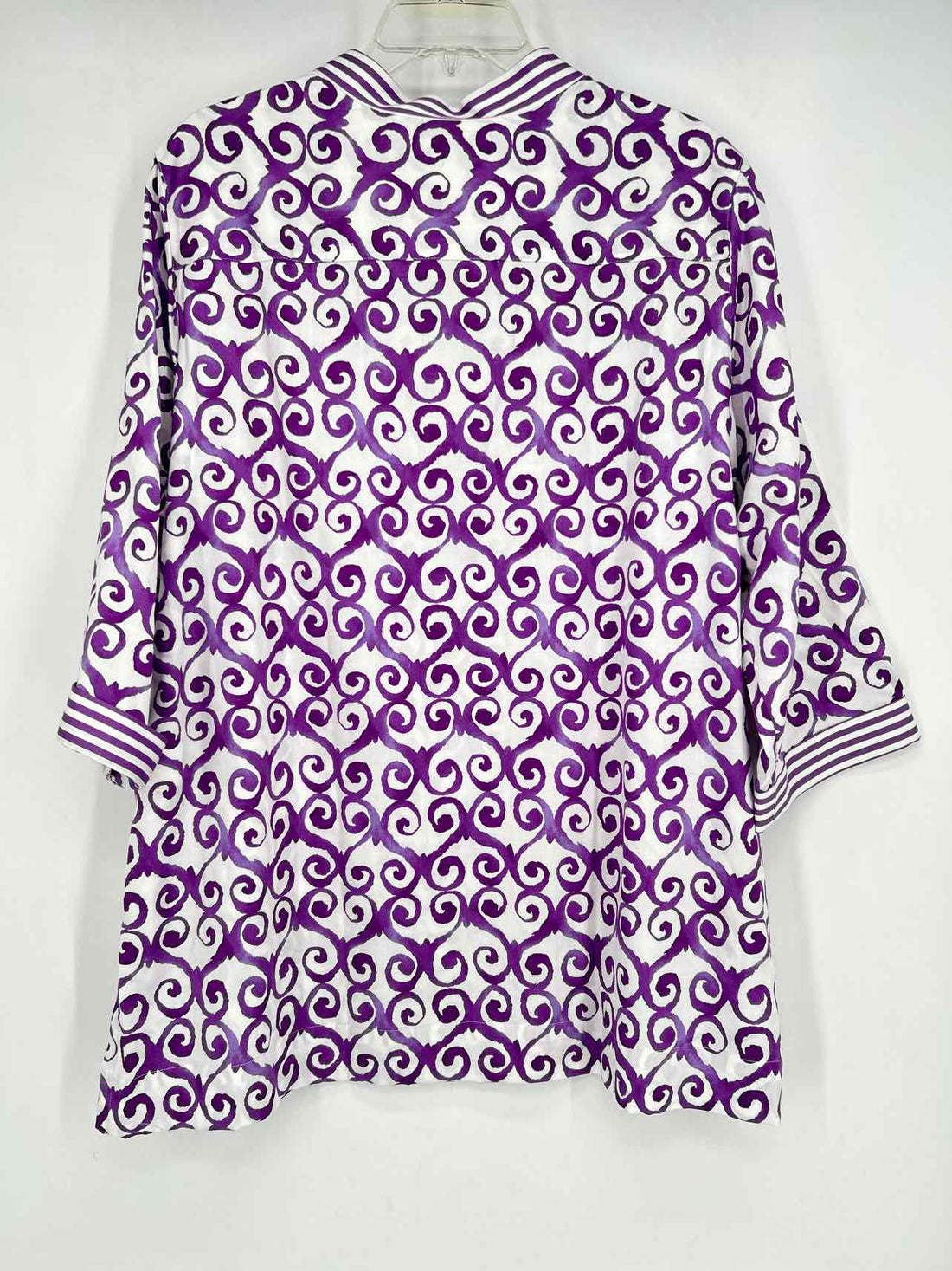 Foxcroft Size 18P Purple & White Long Sleeve Top/Blouse