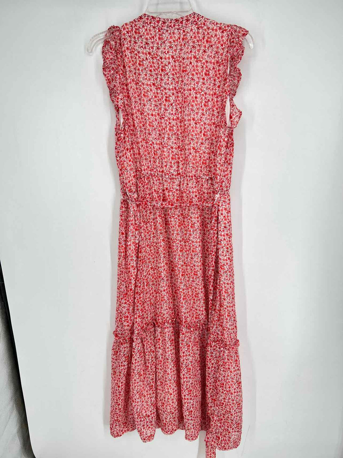 Draper James Size L Red Floral Short Sleeve Dress