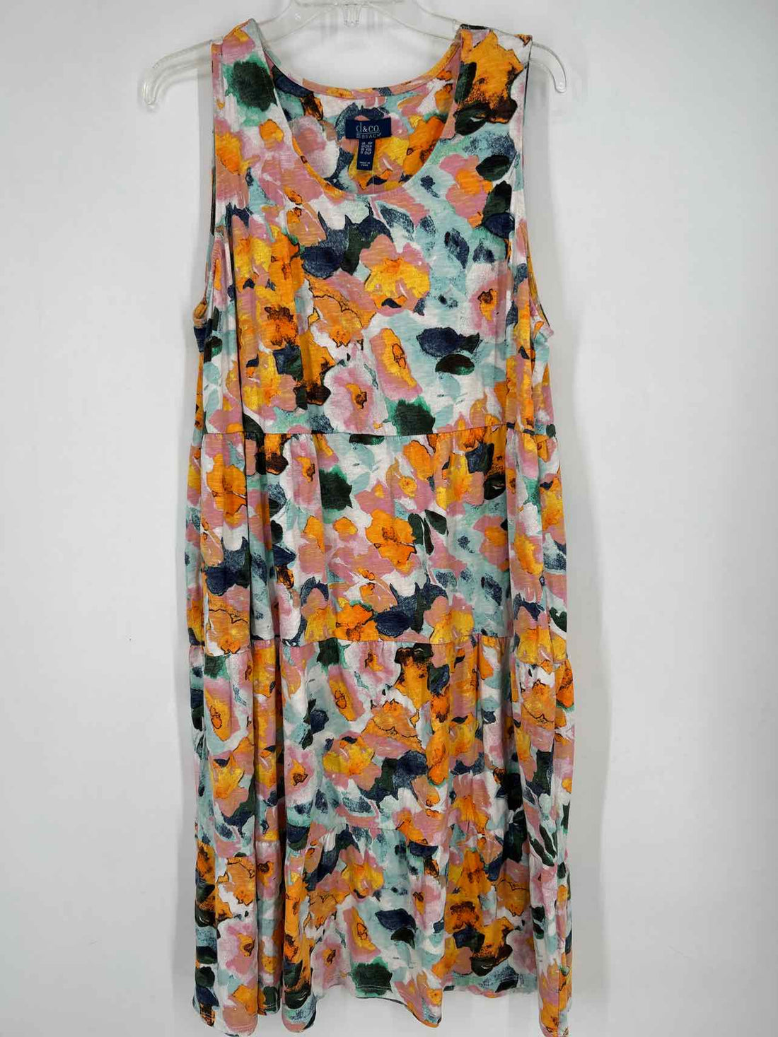 D&Co beach Size 1X Watercolor Floral Sleeveless Dress