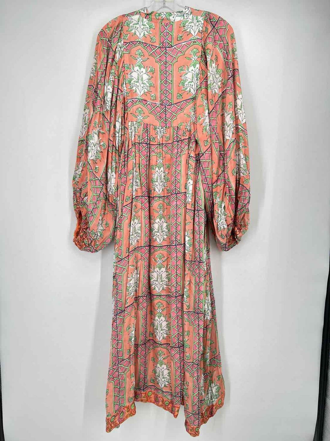 Clara The Label Size M Peach & Green Print Long Sleeve Maxi