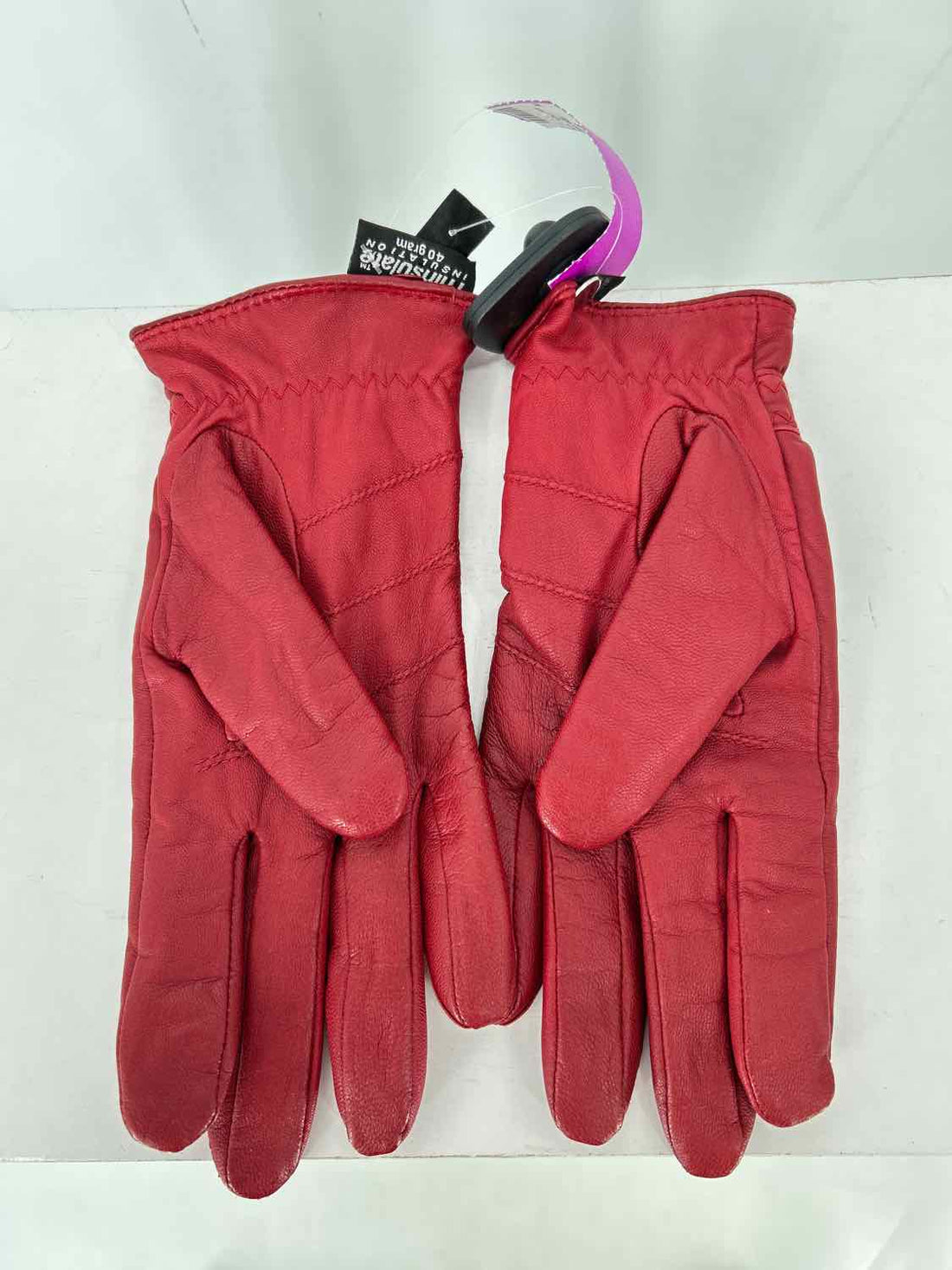 Thinsulate Size OS Genuine Leather Red Gloves