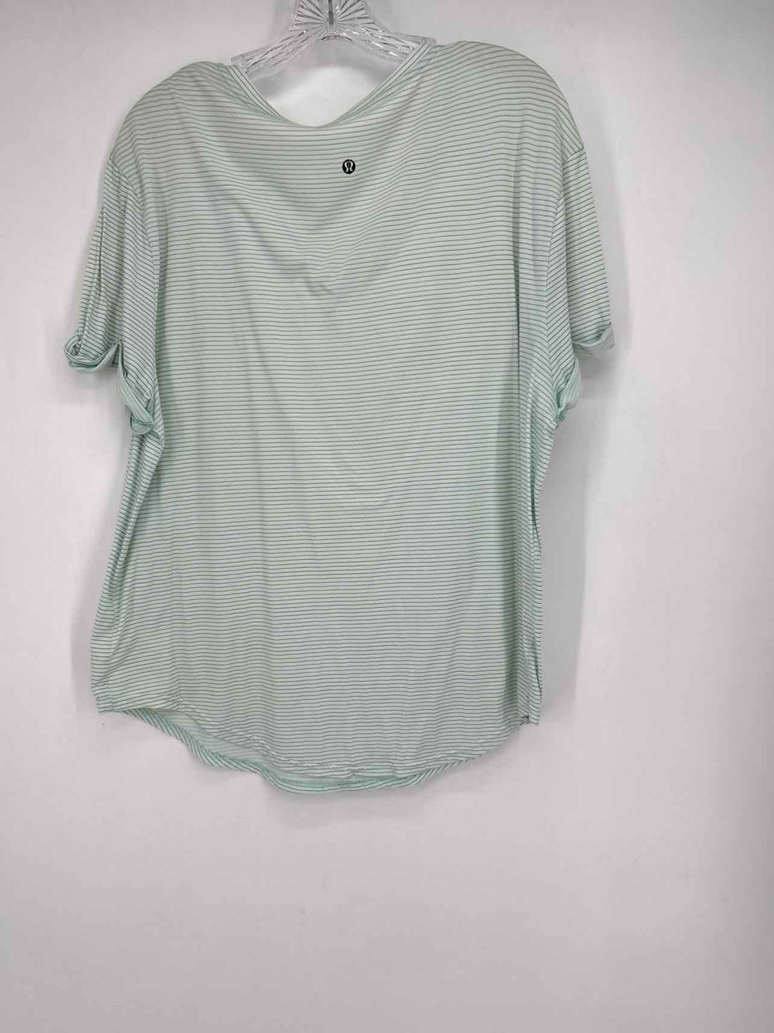 Lululemon Size XL Mint Striped Short Sleeve Active Tops