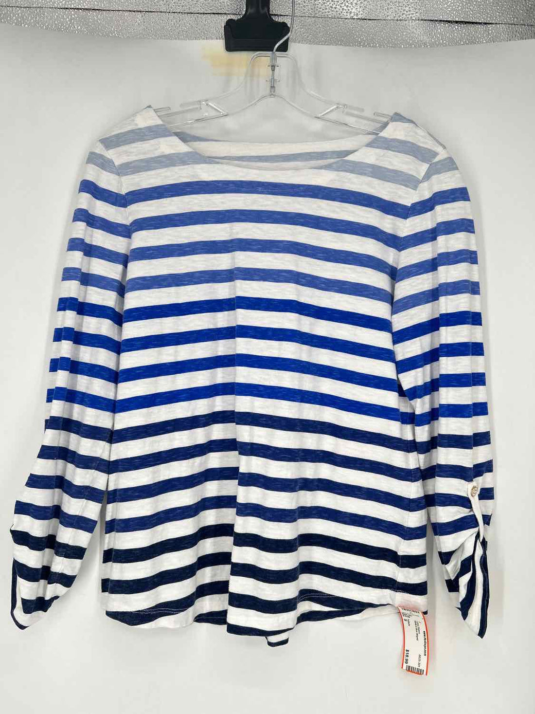 Talbots Size S White & Blue Striped Long Sleeve