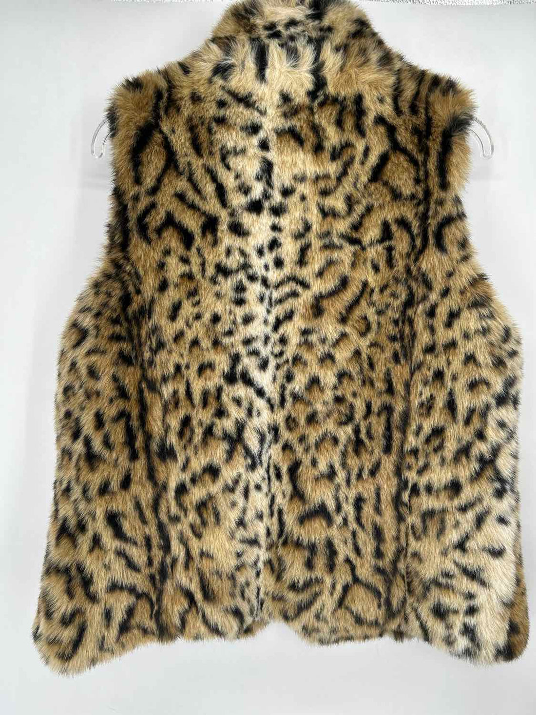 Chicos Size 2 Leopard Faux Fur Vest