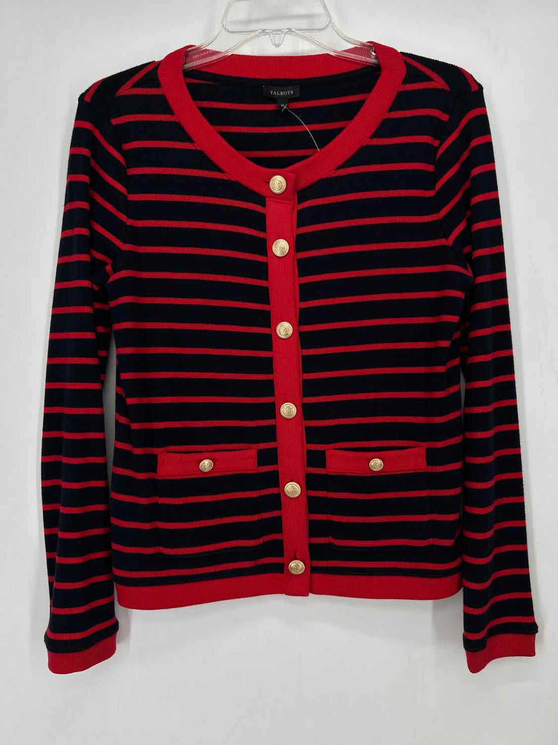 Talbots Size XS Navy & Red Cardigan