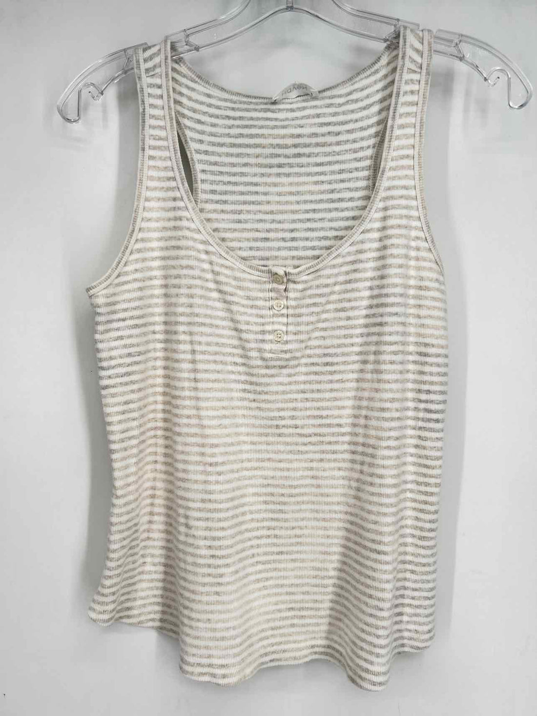 Haven Well Within Size M White Striped Cotton Sleeveless