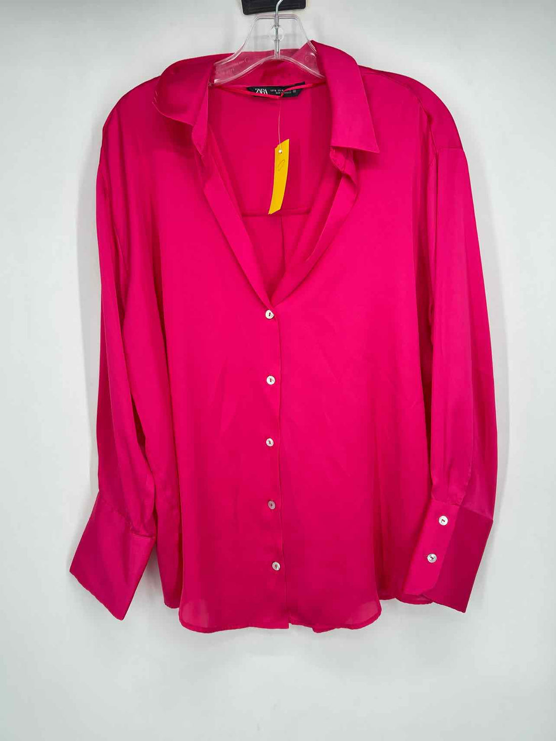Zara Size XL Hot Pink Satin Like Long Sleeve