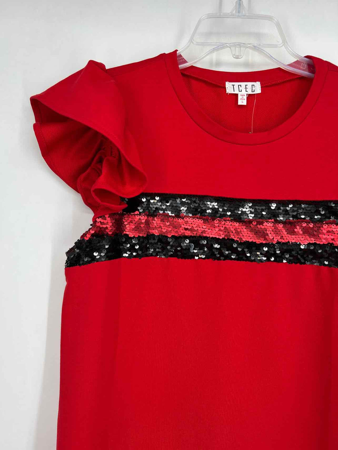 TCEC Size L Black & Red Sequined Dress