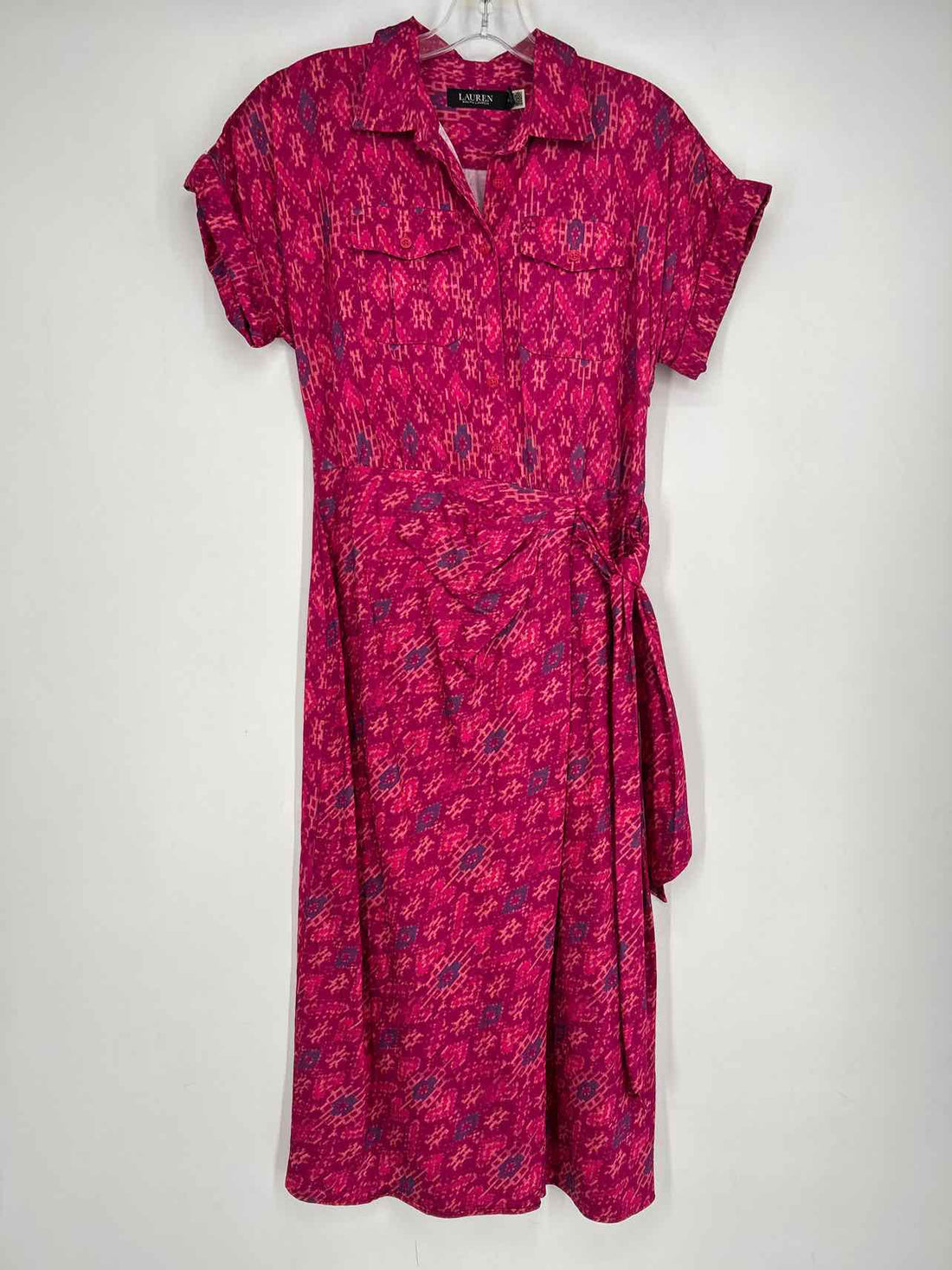 Lauren Ralph Lauren Size 4 Magenta Print Short Sleeve Dress