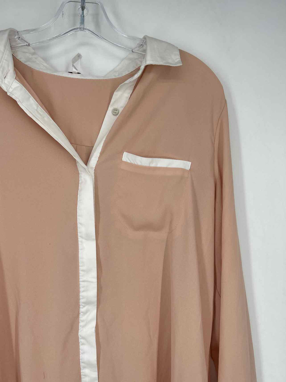 Free People Size M Blush & White Long Sleeve