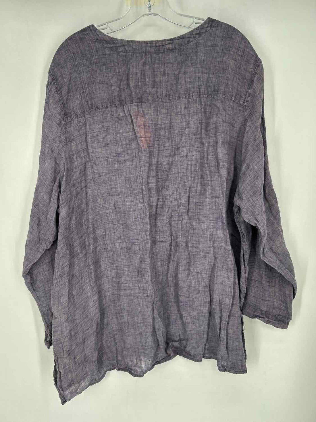 Tahari Size 2X Washed Purple Linen 100% Long Sleeve Top/Blouse